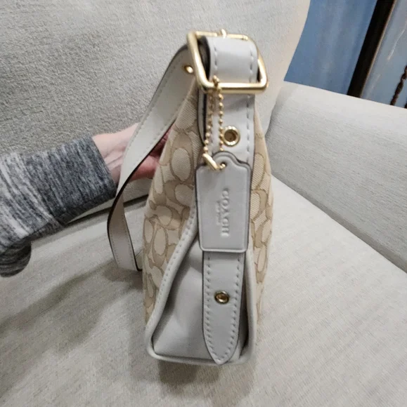 Nwot Coach Dufflette Signature Light Khaki Crossbody Bag Purse - Picture 5 of 12